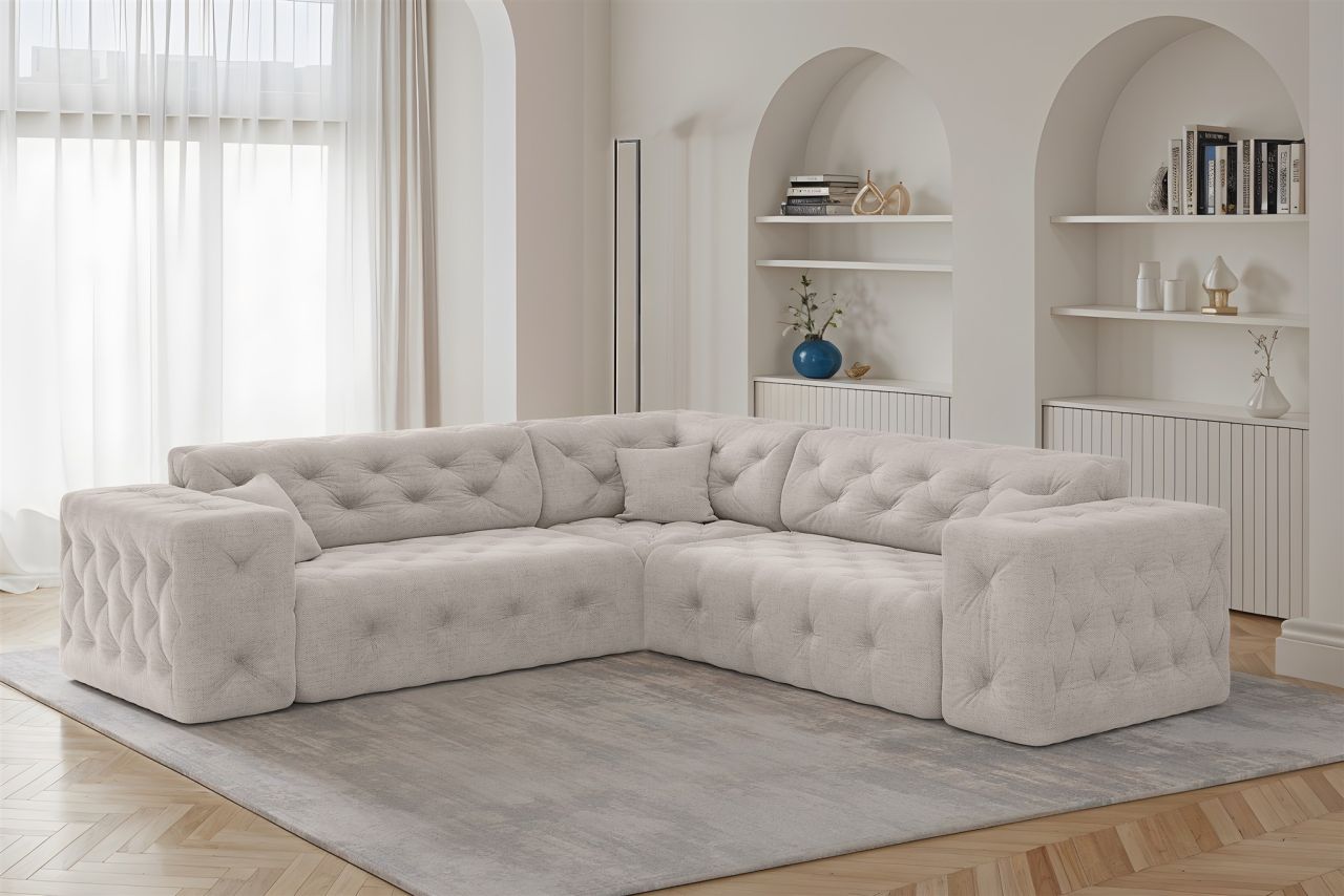 Ecksofa ersofa CHANTAL in Stoff Moly Creme Seite Universal