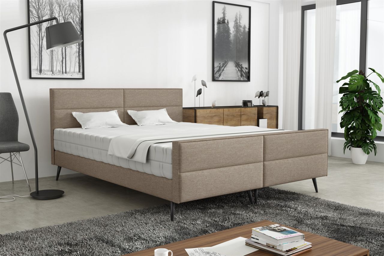 Polsterbett Doppelbett CREMONA 120x200cm Komplettset Stoff Gemma Cappuccino