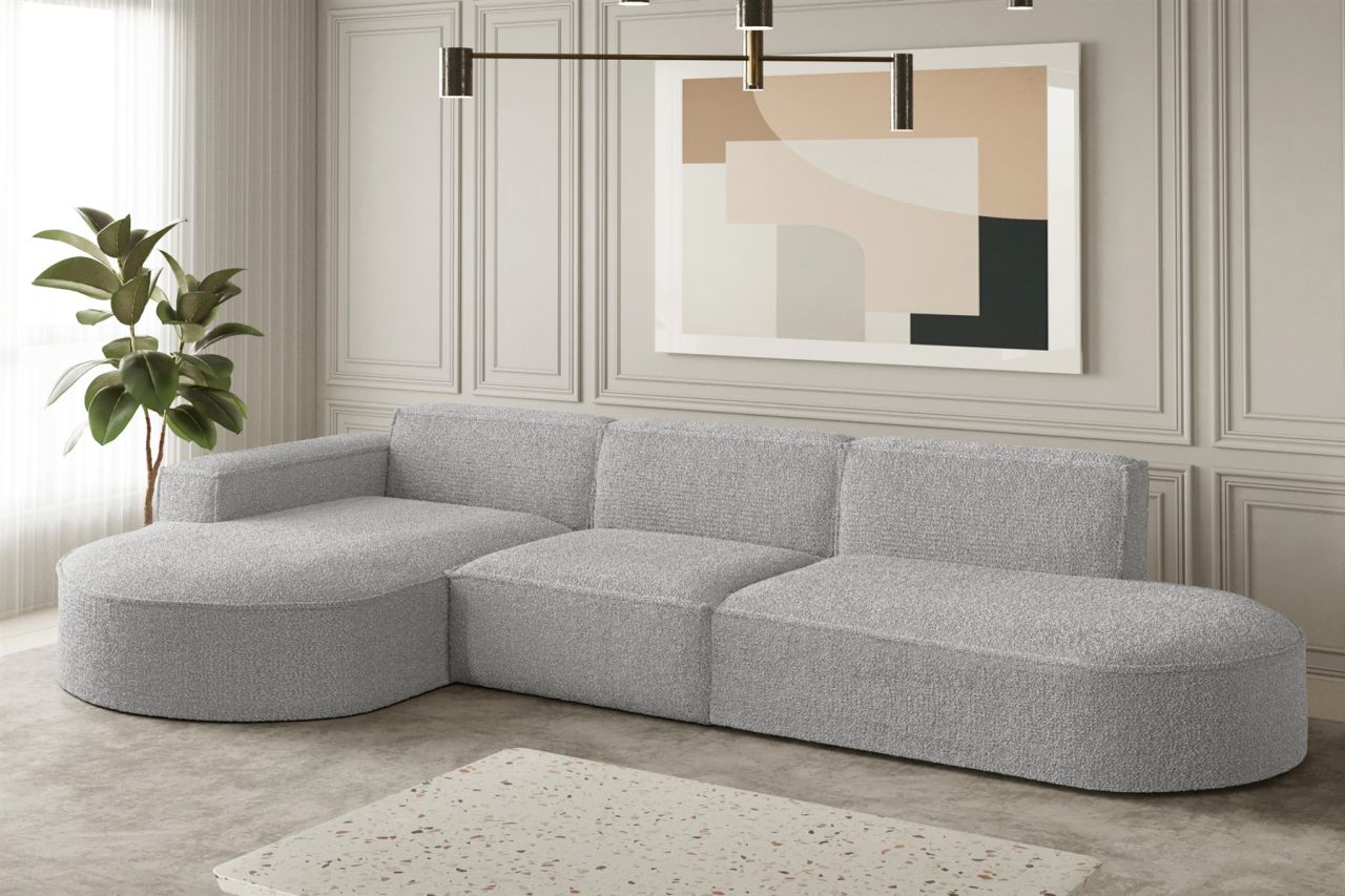 Ecksofa ersofa PALMA in Stoff Ascot Toffee Ottomane Links