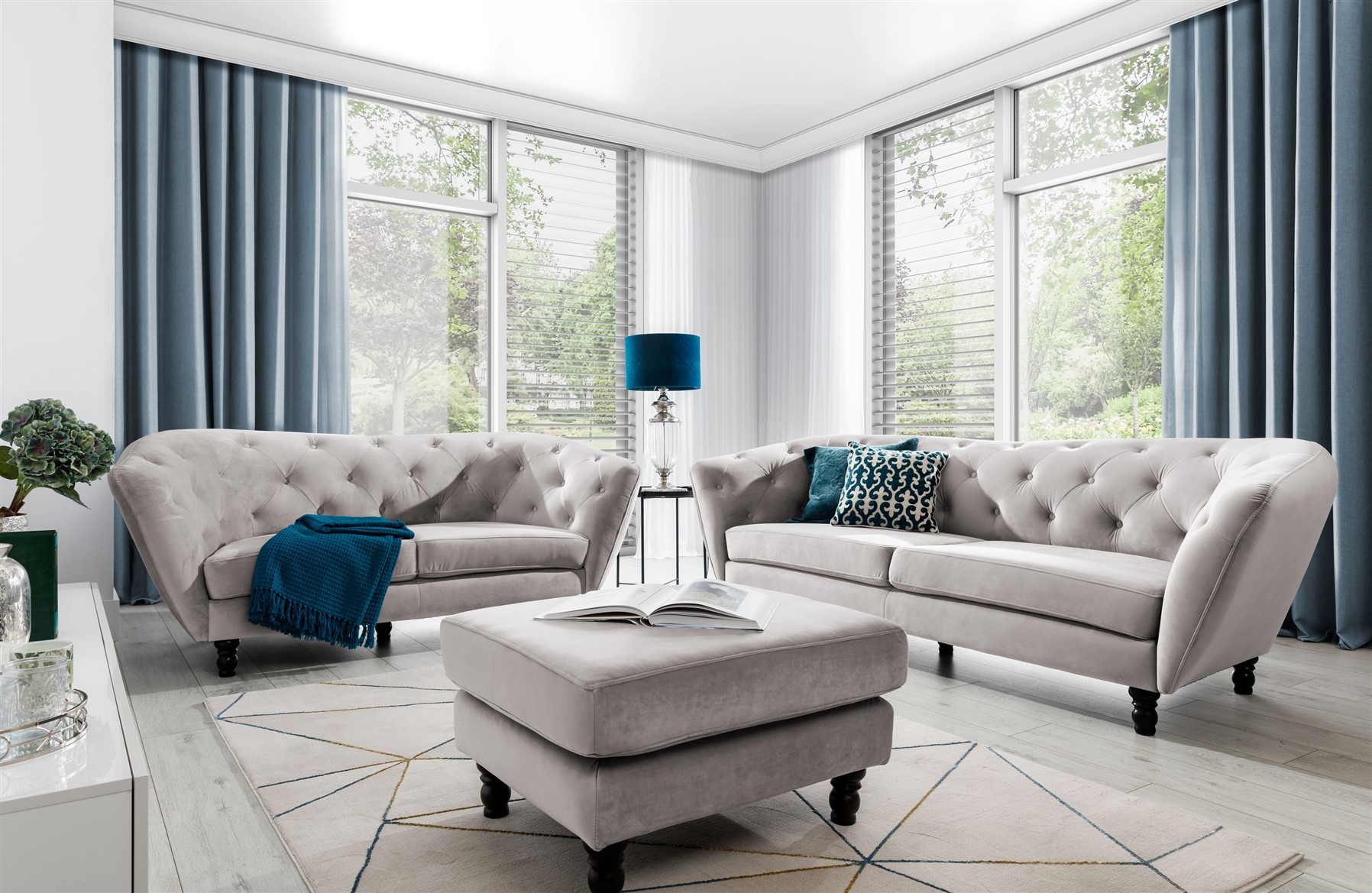 Sofa Designersofa CHARLOTTE 2Sitzer in Stoff Matt Velvet Cappuccino