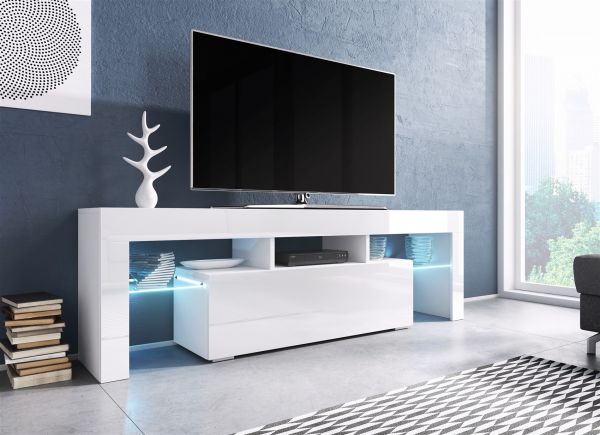 TV Board Lowboard TORIS Weiss Hochglanz 138cm