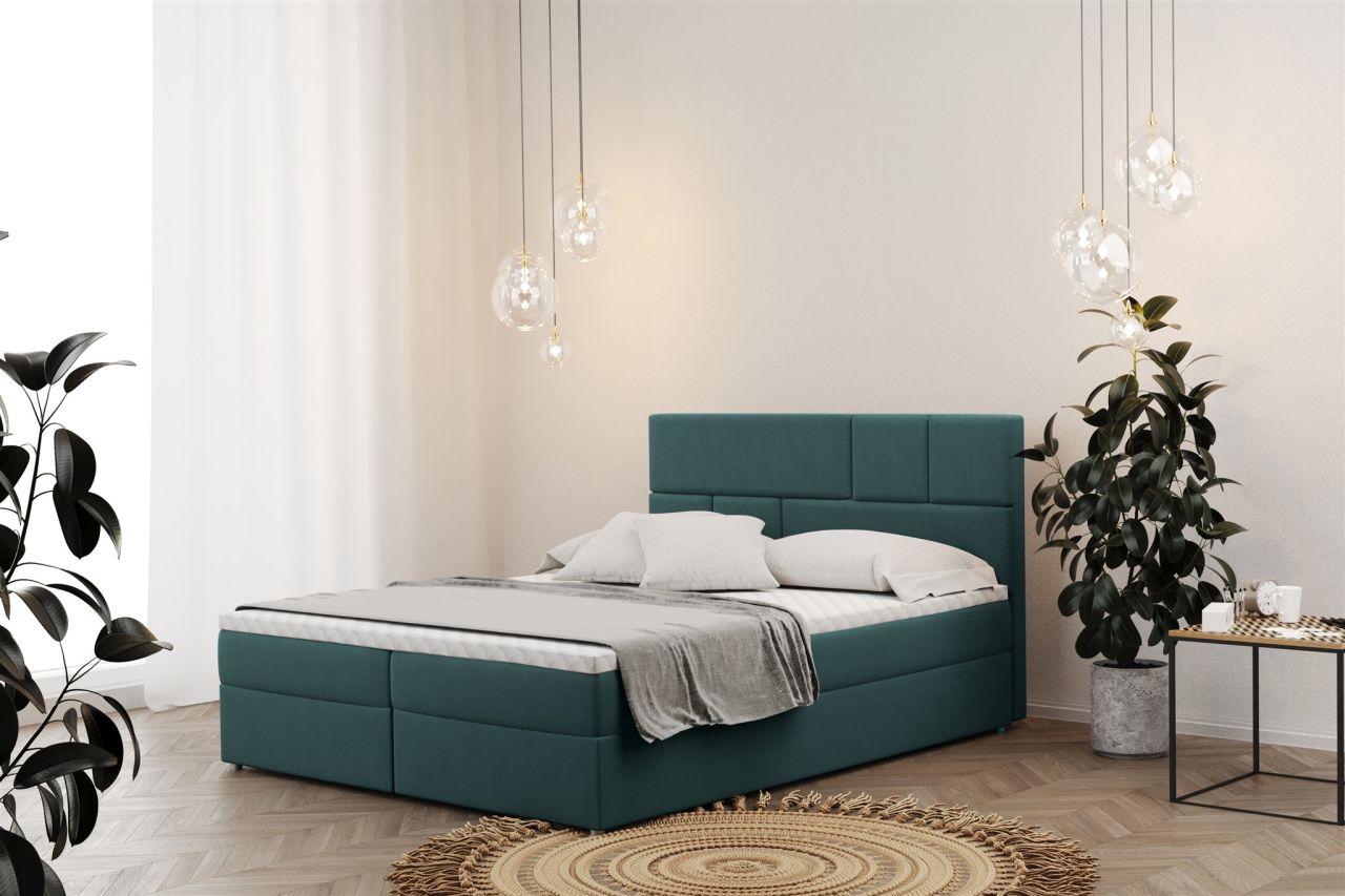Boxspringbett Schlafzimmerbett CALVIN 120x200cm in Stoff Matt Velvet Flaschen...