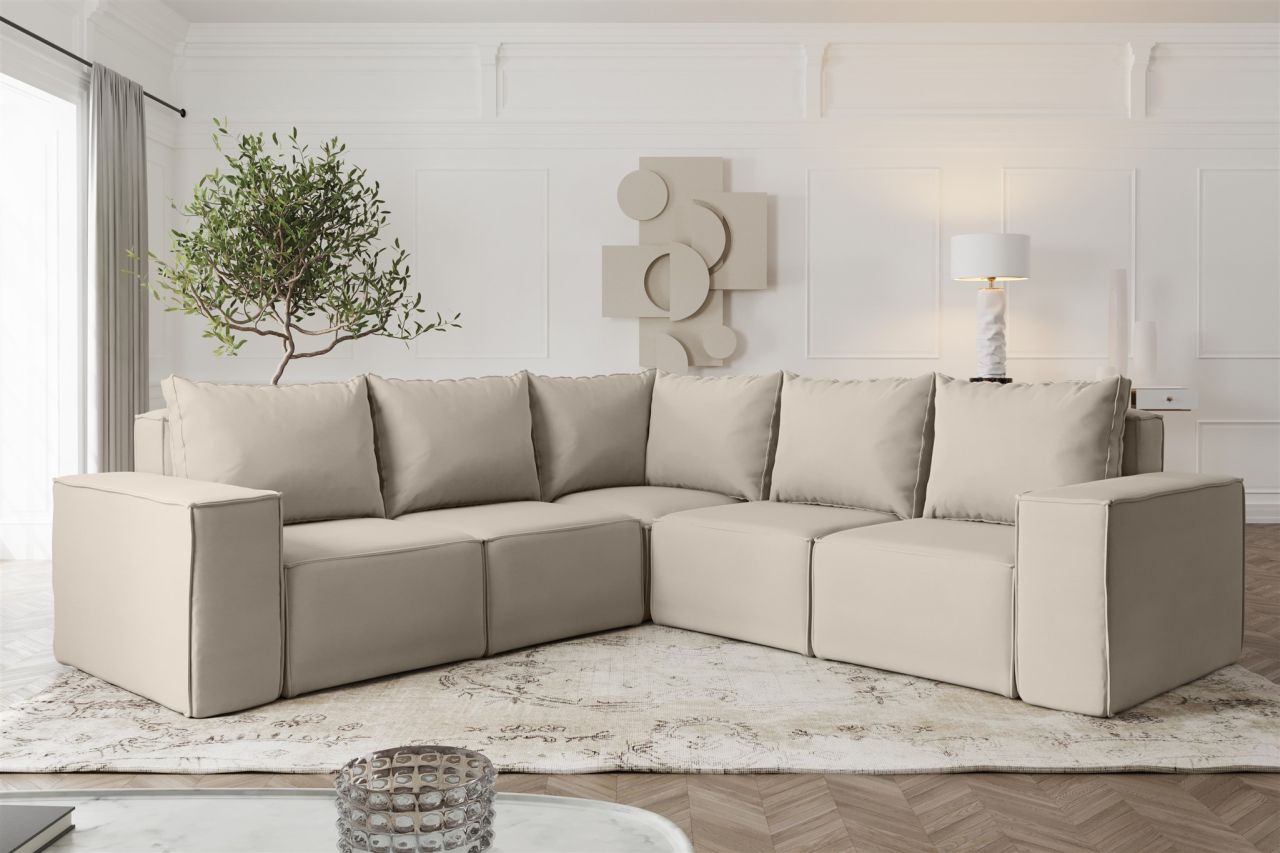 Ecksofa ersofa ESTELLE in Stoff Opera Velvet Pearl Seite Universal
