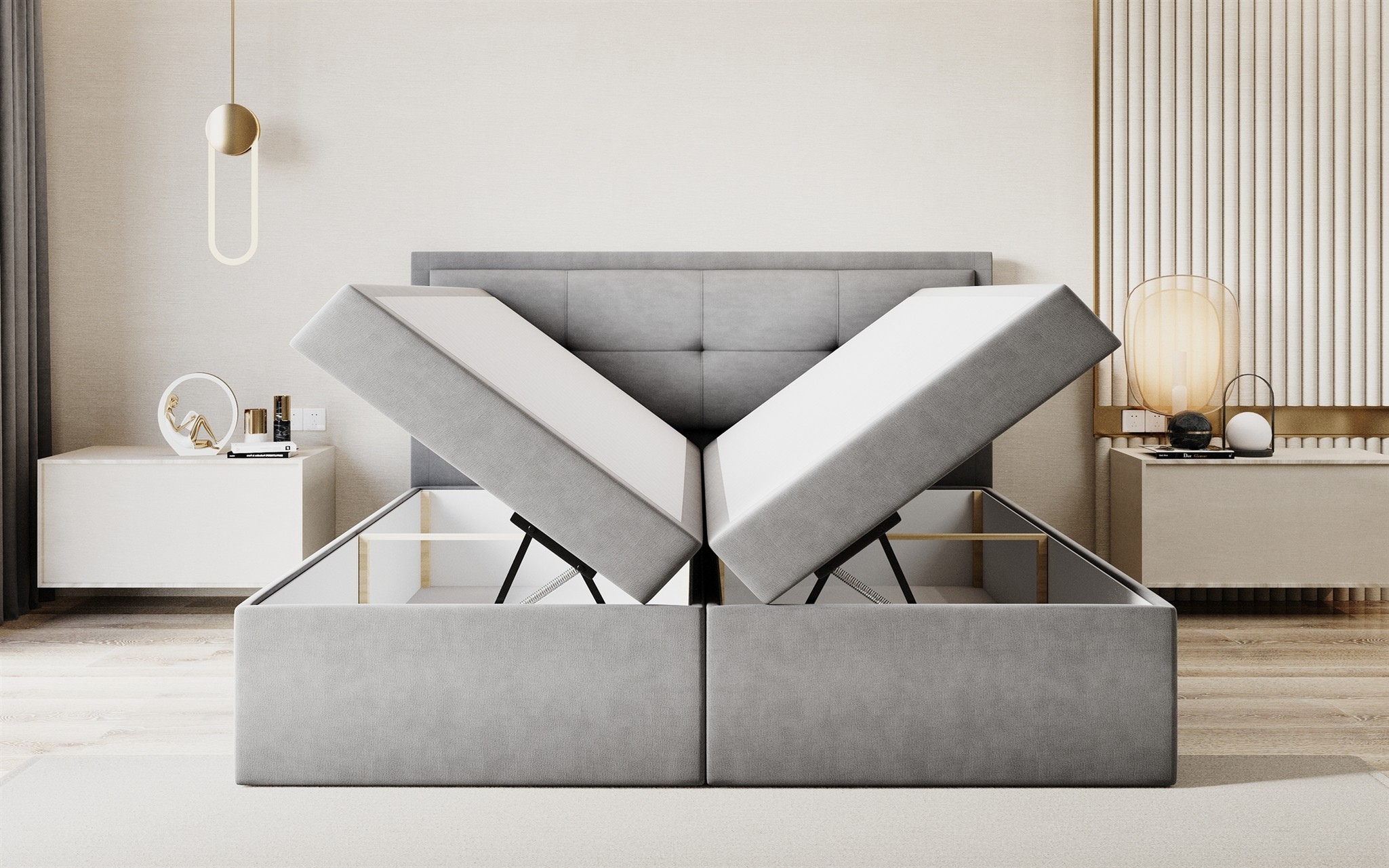 Boxspringbett Schlafzimmerbett DEGNA 140x200cm Stoff Gerra