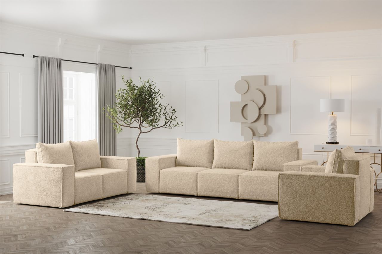 Sofaset ersofa ESTELLE 3-2-1 in Stoff Abriamo Beige