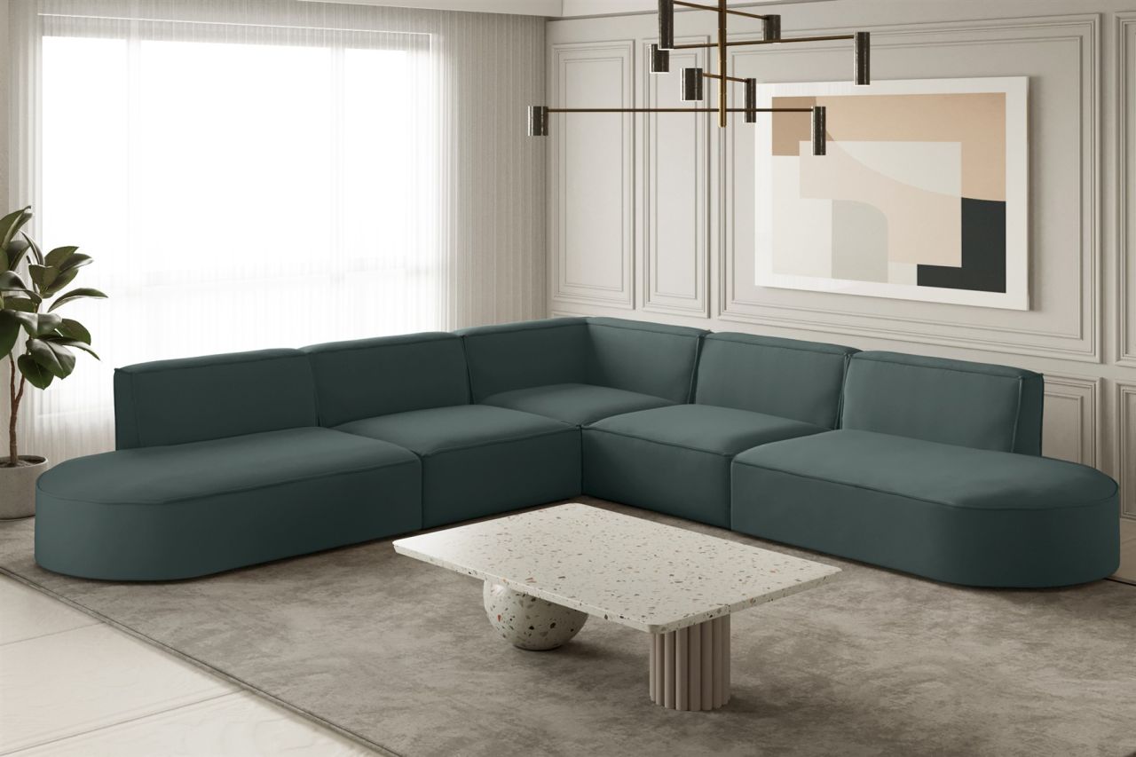 Ecksofa ersofa PALMA Stoff Opera Velvet Opalgrün Seite Universal