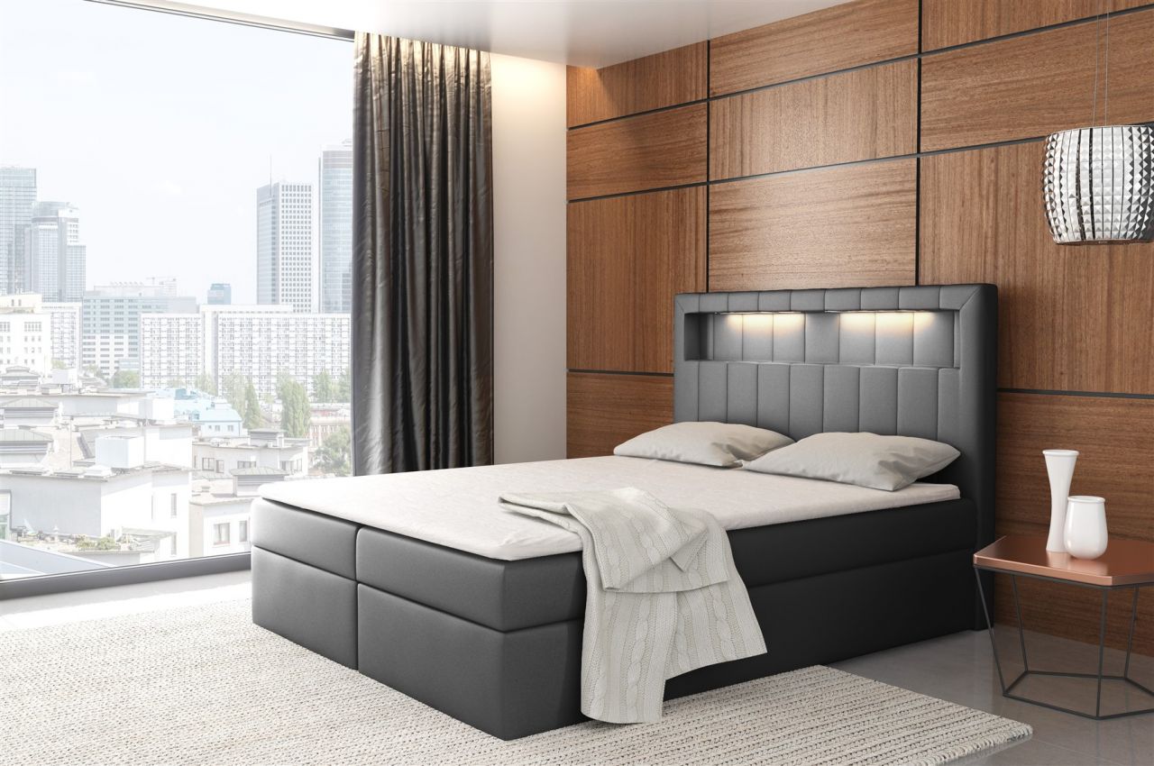 Boxspringbett Schlafzimmerbett STORM 200x200cm inkl.LED