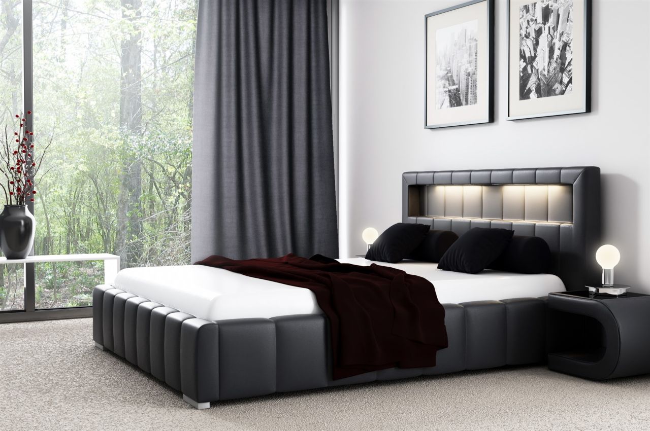 Polsterbett Bett LAUGE Standart Set 120x200cm inkl.LED in div. Farbvarianten