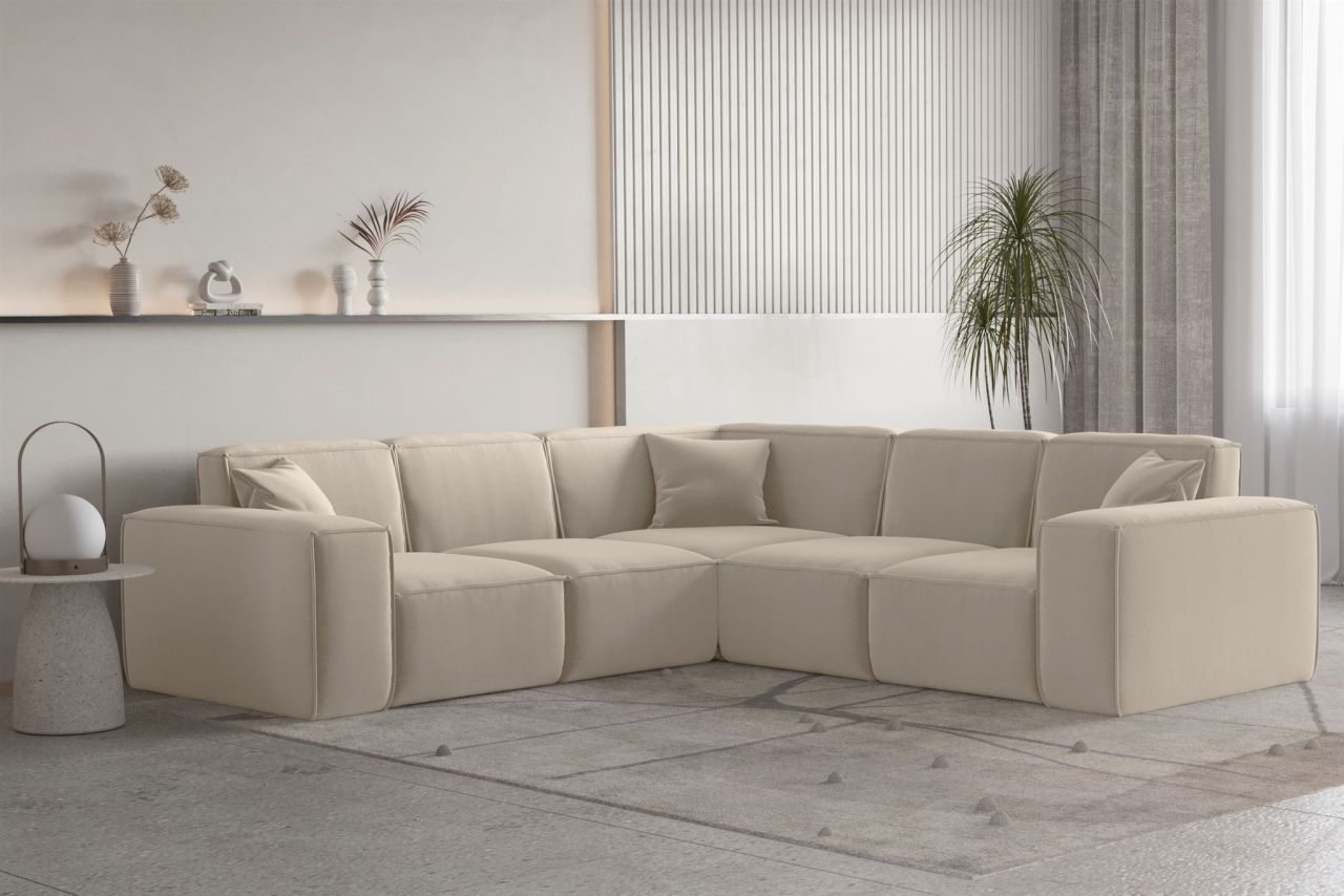 Ecksofa ersofa CELES PREMIUM in Stoff Opera Velvet Beige Seite Universal