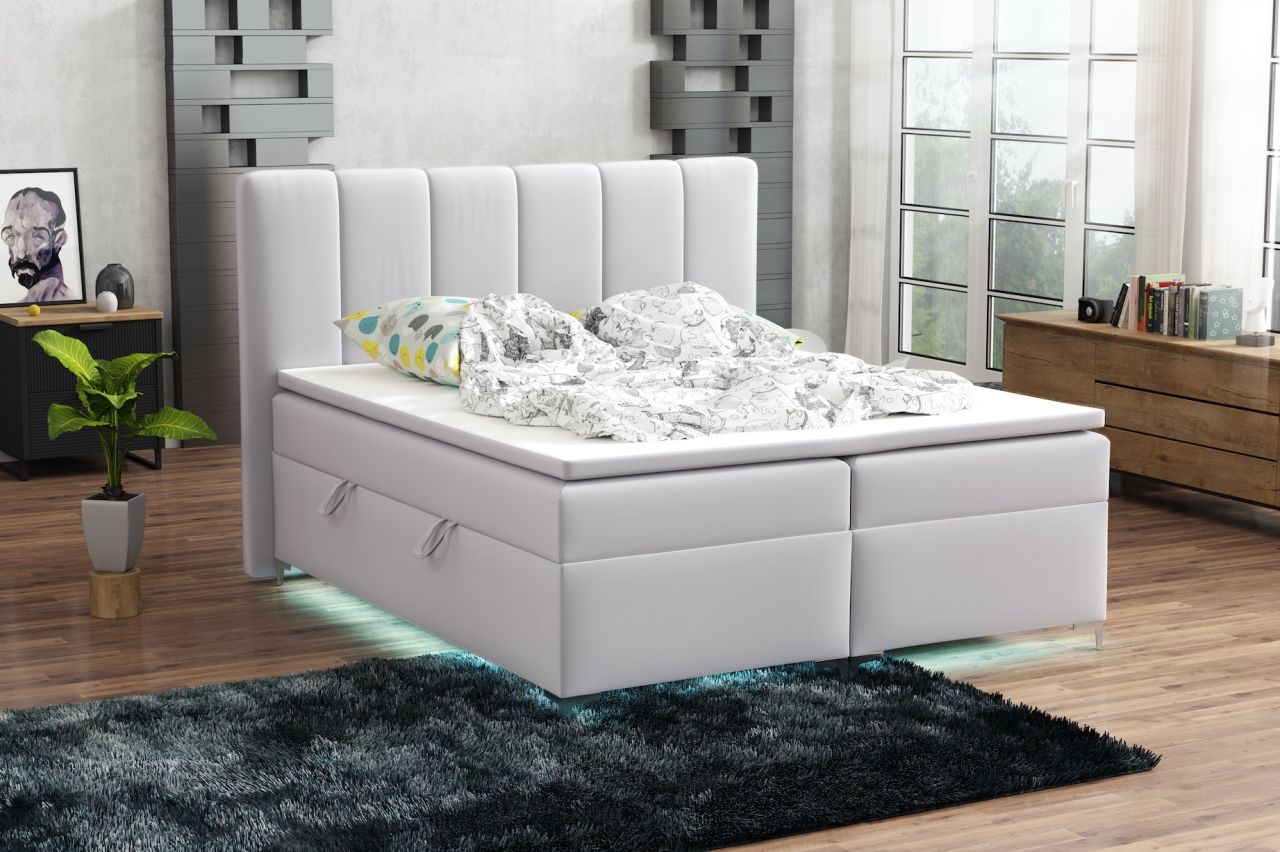 Boxspringbett Schlafzimmerbett ANGEL 180x200cm inkl.Bettkasten/ LED