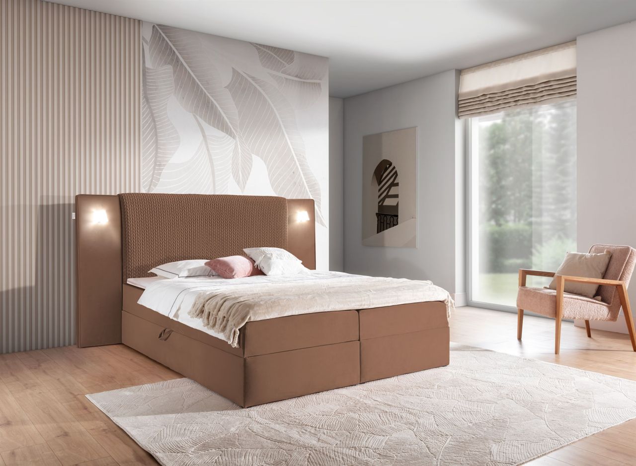 Boxspringbett Bett MARTEN 180x200cm Set.2 in Stoff Magic Velvet Braun