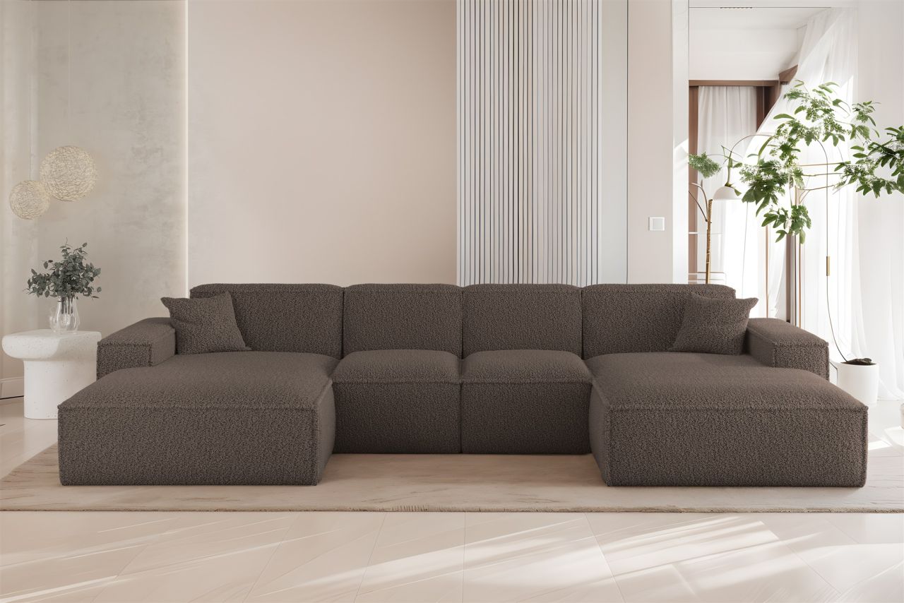 Wohnlandschaft Sofa U-Form CELES PREMIUM XS in Stoff Sven Braun