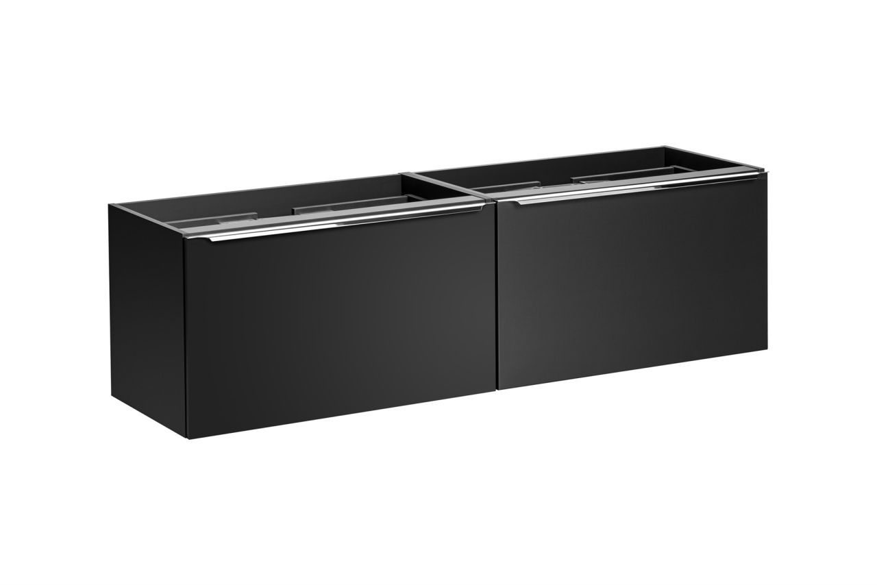 Waschtischunterschrank 2-tlg AKAN 160cm Schwarz matt Eiche ohne Waschtisch