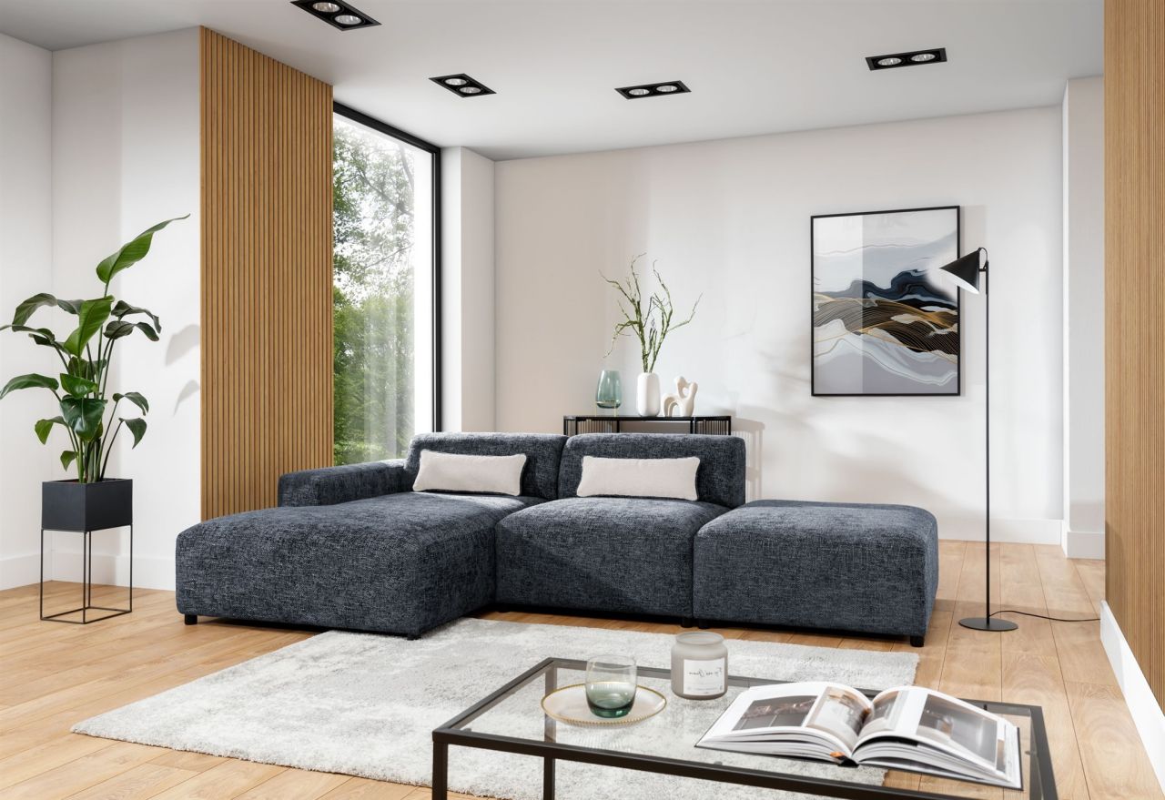 Ecksofa ersofa ROMY in Stoff Enjoy Me Blau Ottomane Links