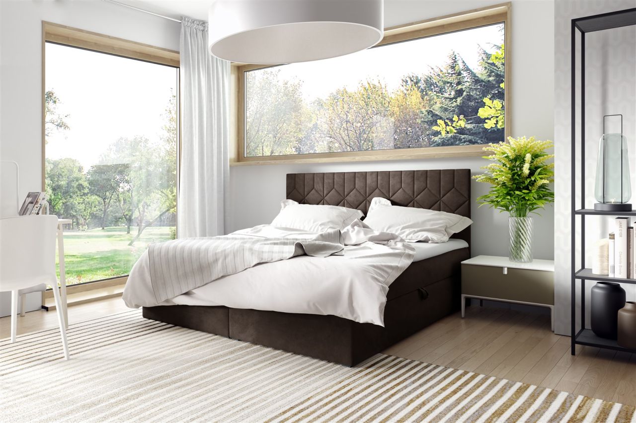 Boxspringbett Schlafzimmerbett 120x200cm LAZARO Nr.5 Braun inkl. Bettkasten
