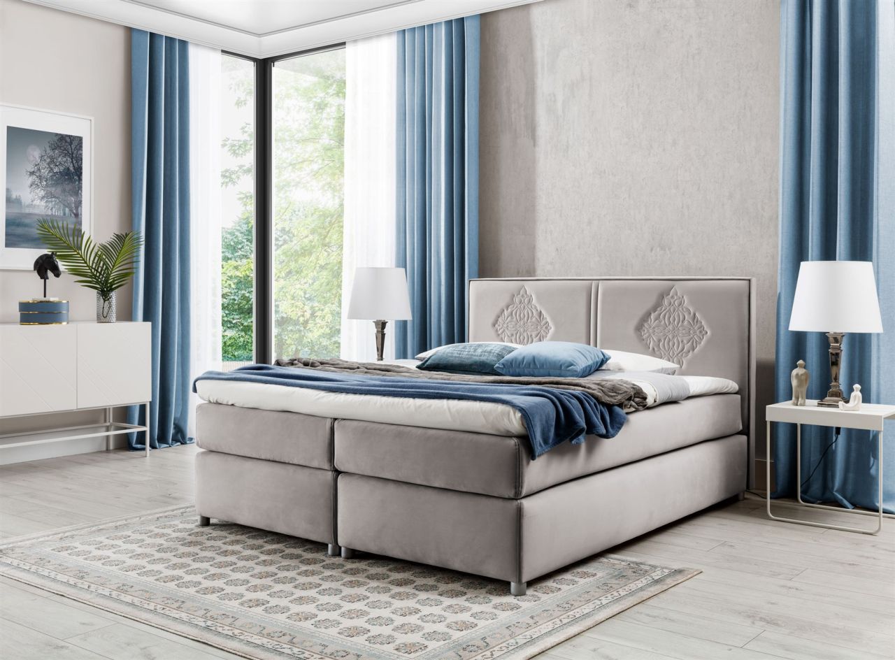 Boxspringbett Schlafzimmerbett Bett DAMIANO DELUX Stoff Cappuccino 120x200cm