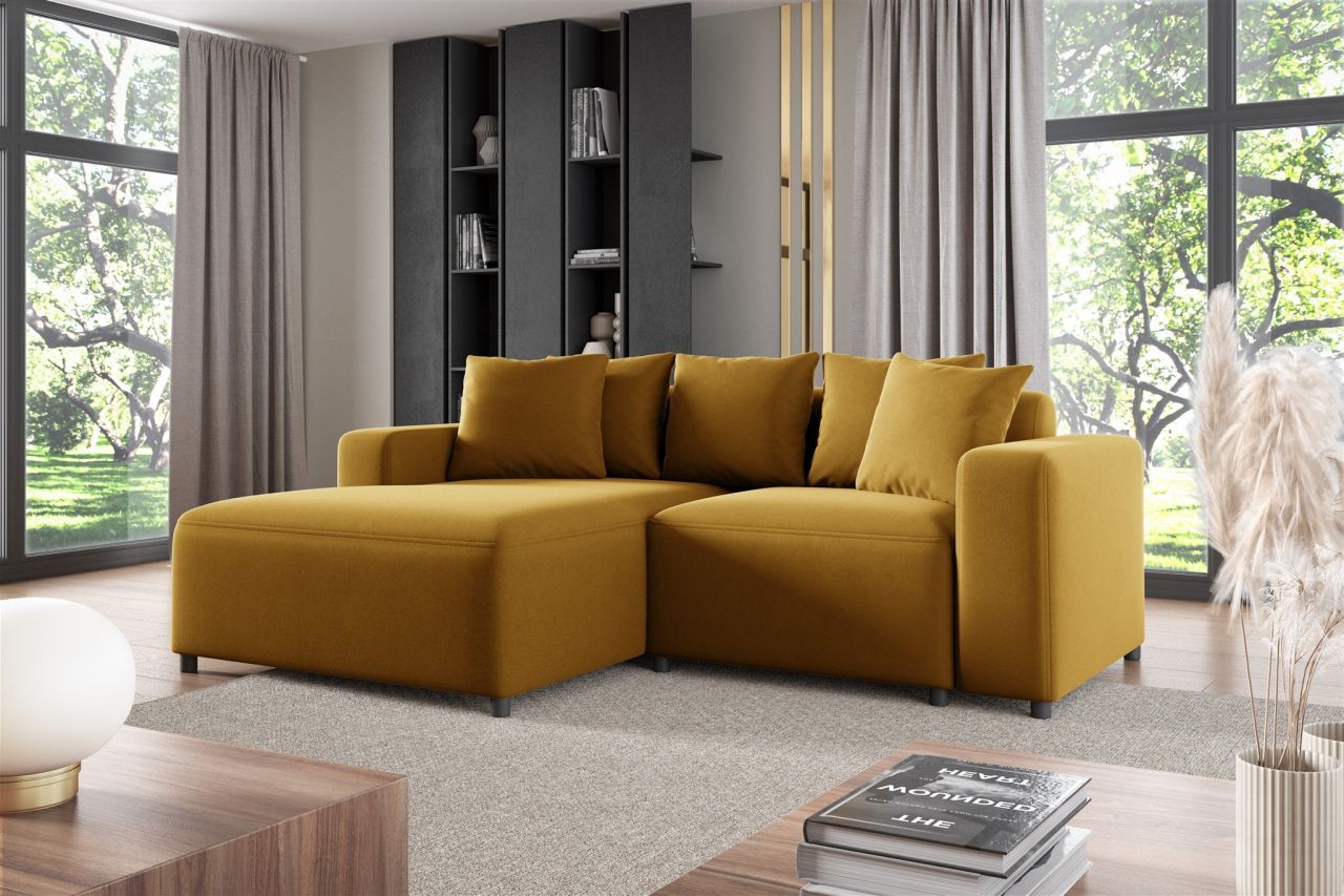 Ecksofa ersofa Sofa MEGAN XS in Stoff Salvador Honiggelb Ottomane Links