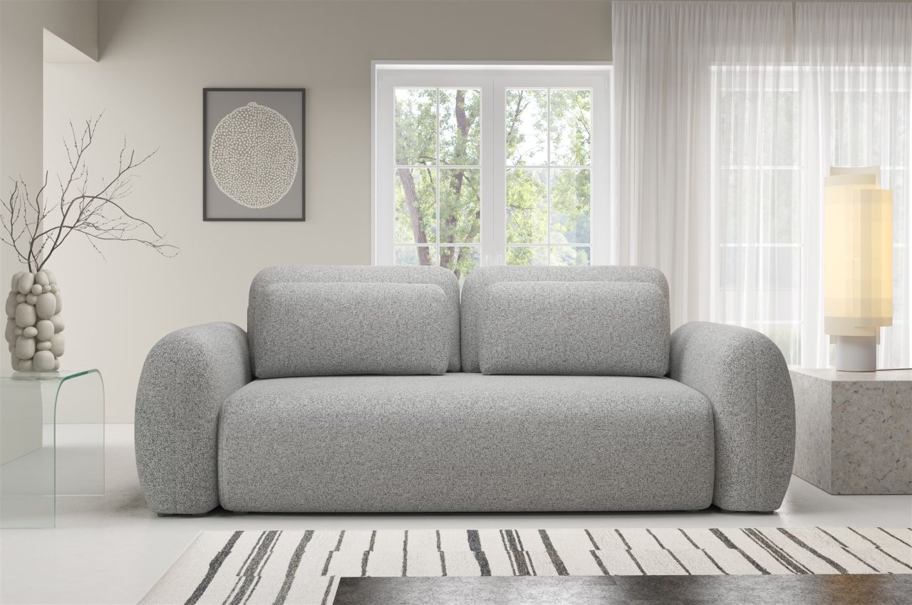 Sofa 3-Sitzer mit Schlaffunktion GASTON in Stoff Puente Hellgrau