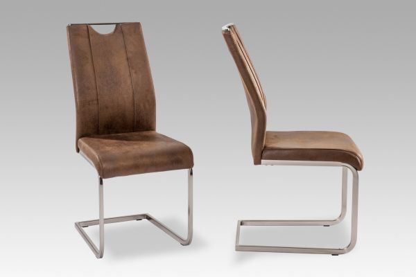 Esszimmerstühle Stühle Freischwinger 4er Set - MONACO - Dunkelbraun