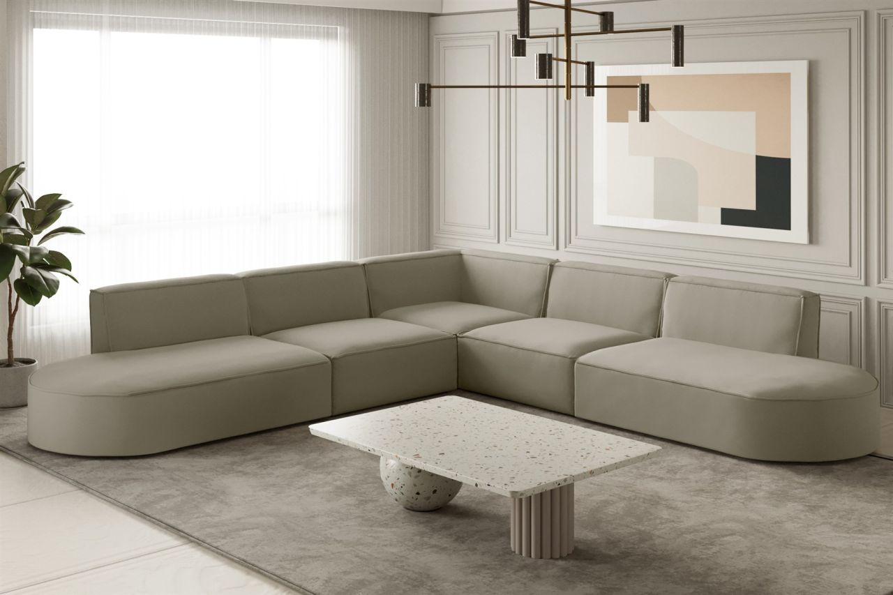 Ecksofa ersofa PALMA Stoff Opera Velvet Pearl Seite Universal