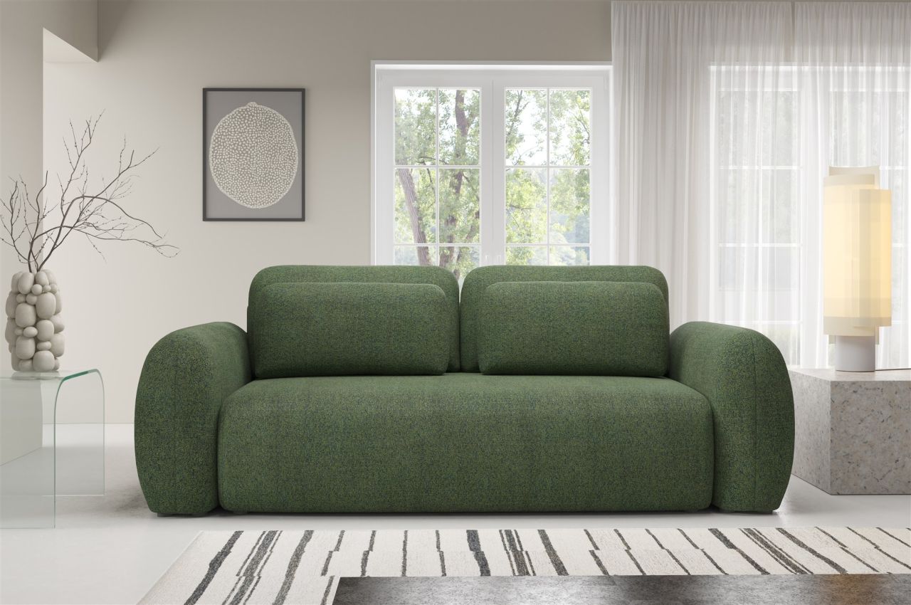 Sofa 3-Sitzer mit Schlaffunktion GASTON in Stoff Puente Grün