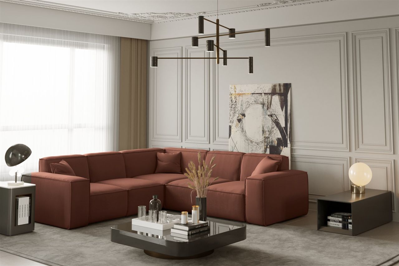 Ecksofa ersofa CELES in Stoff Opera Velvet Kupferbraun Seite Universal