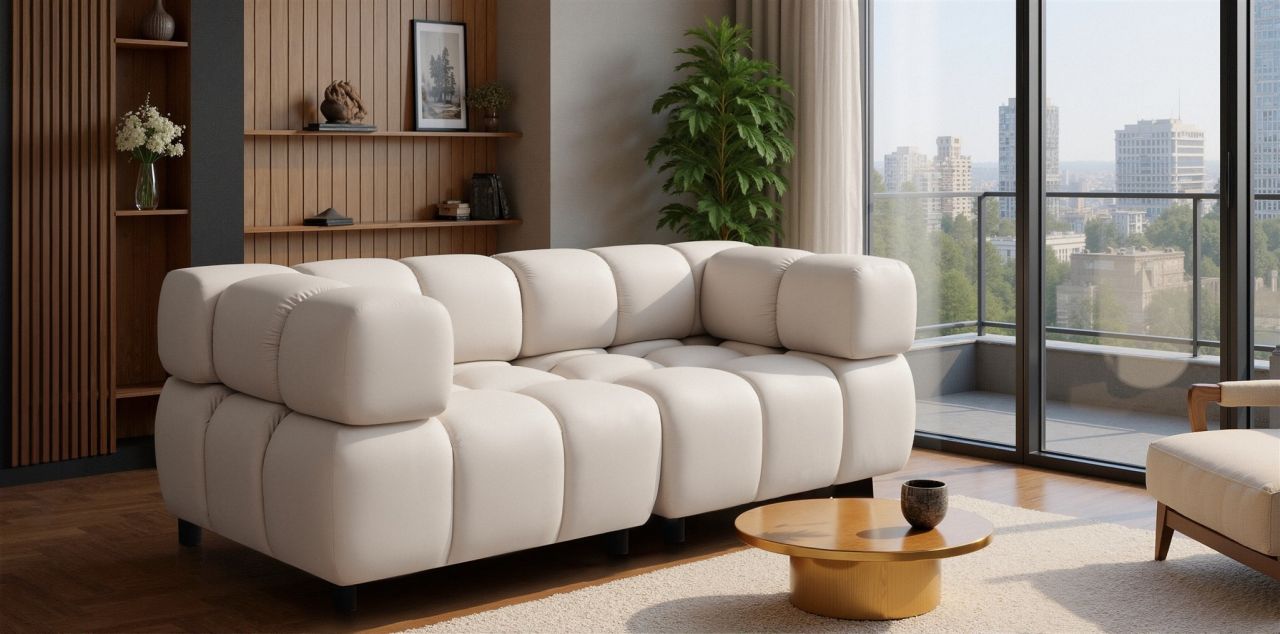 Sofa ersofa FLOW 2-Sitzer in Stoff Bluvel Creme