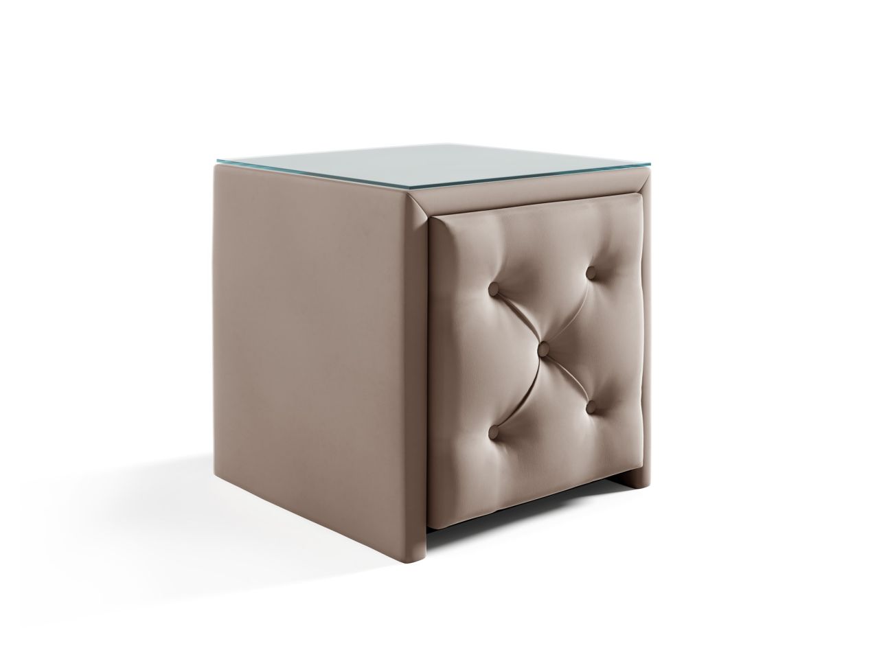 Nachttisch Nachtkonsole ERNESTO 50x50cm in Stoff Elisa Velvet Beige