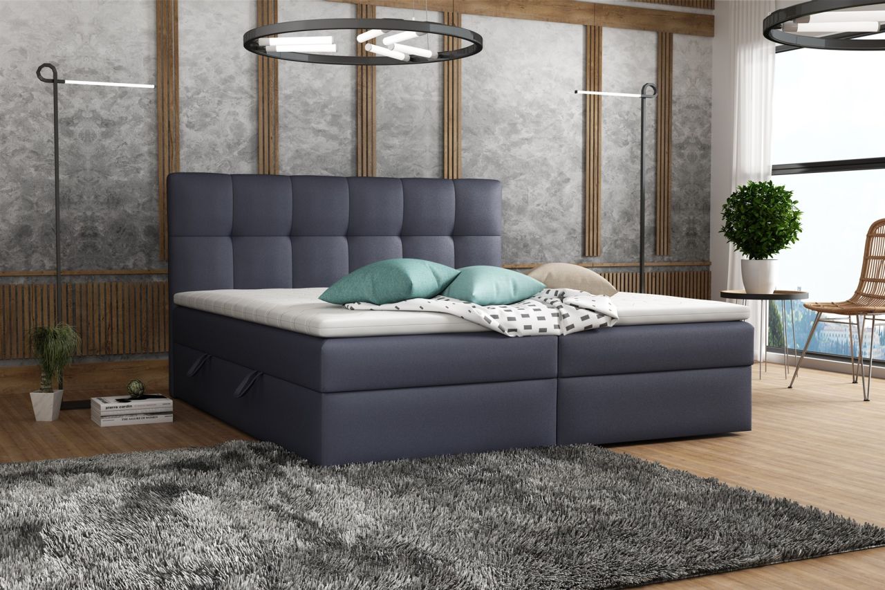 Boxspringbett Schlafzimmerbett ARTURO 140x200cm Kunstleder Soft Anthrazit