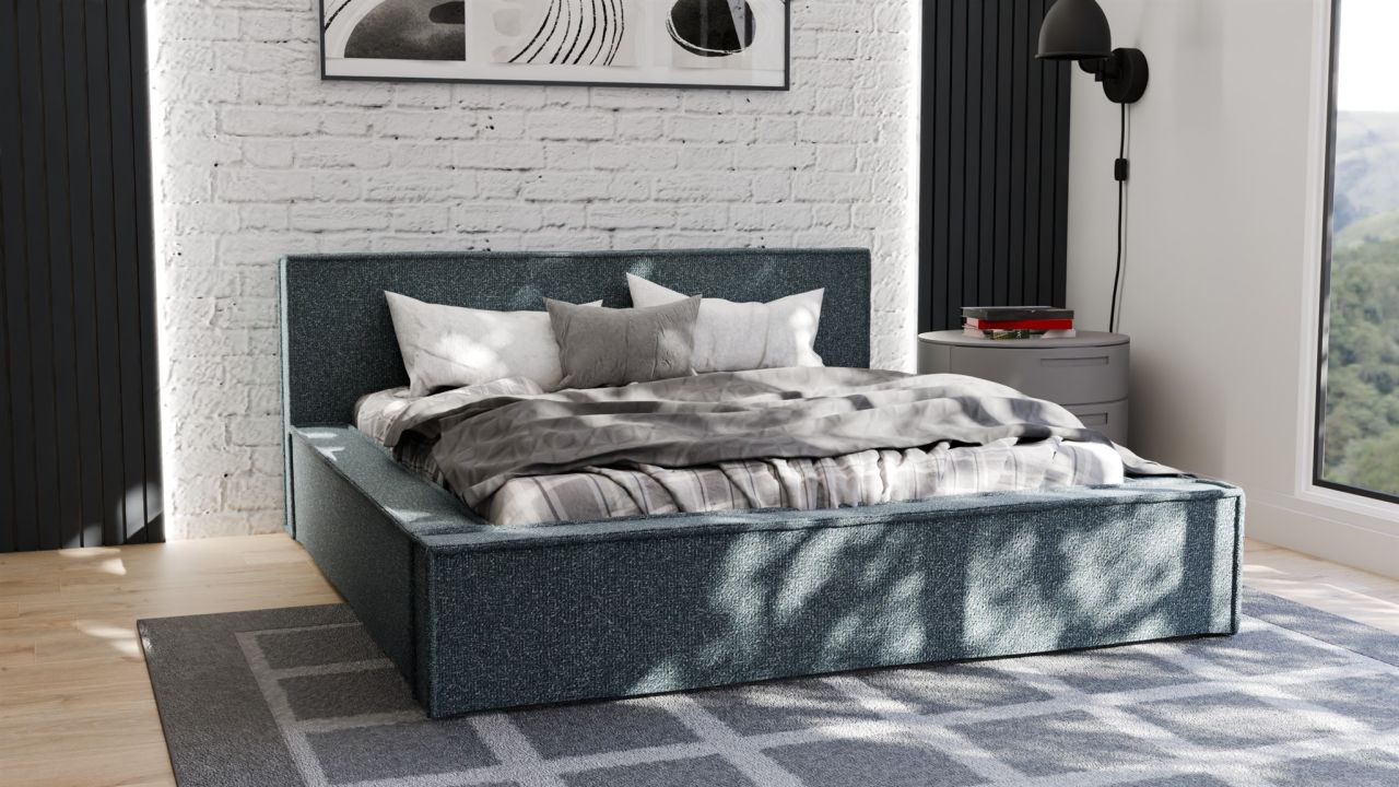 Polsterbett Doppelbett Bett ALDANA 140x200cm in Stoff Puente Türkis