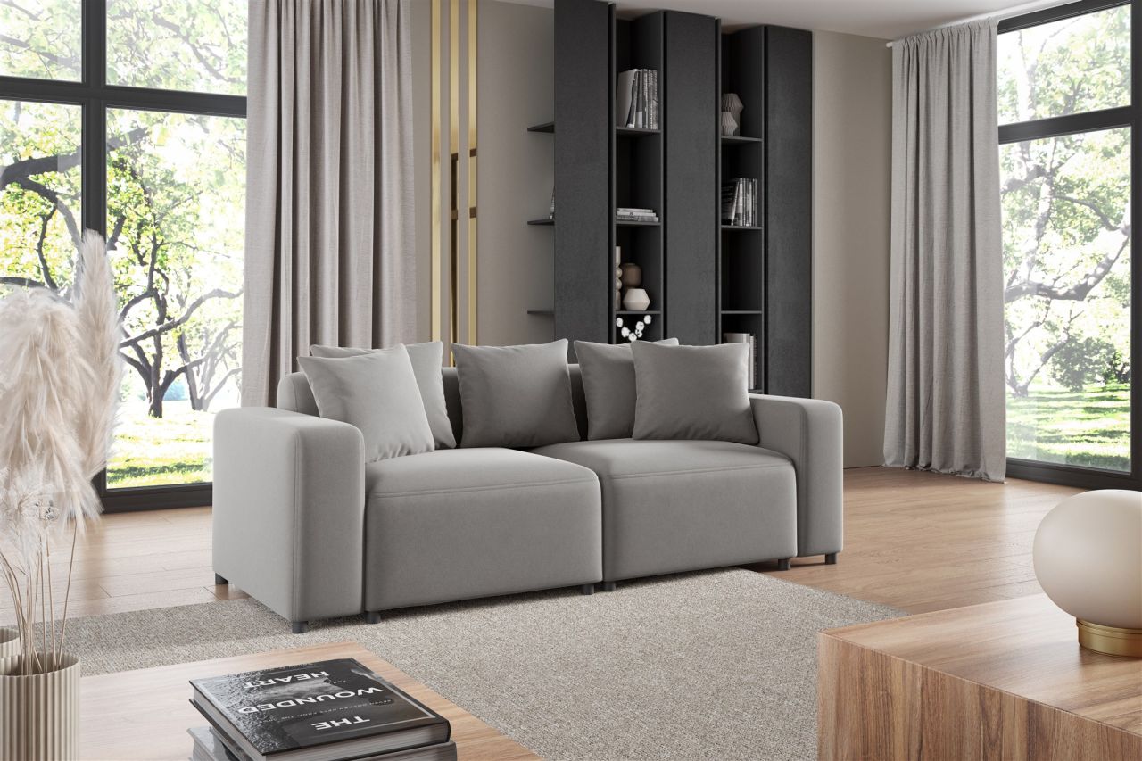Sofa ersofa MEGAN 2-Sitzer in Stoff Salvador Hellgrau