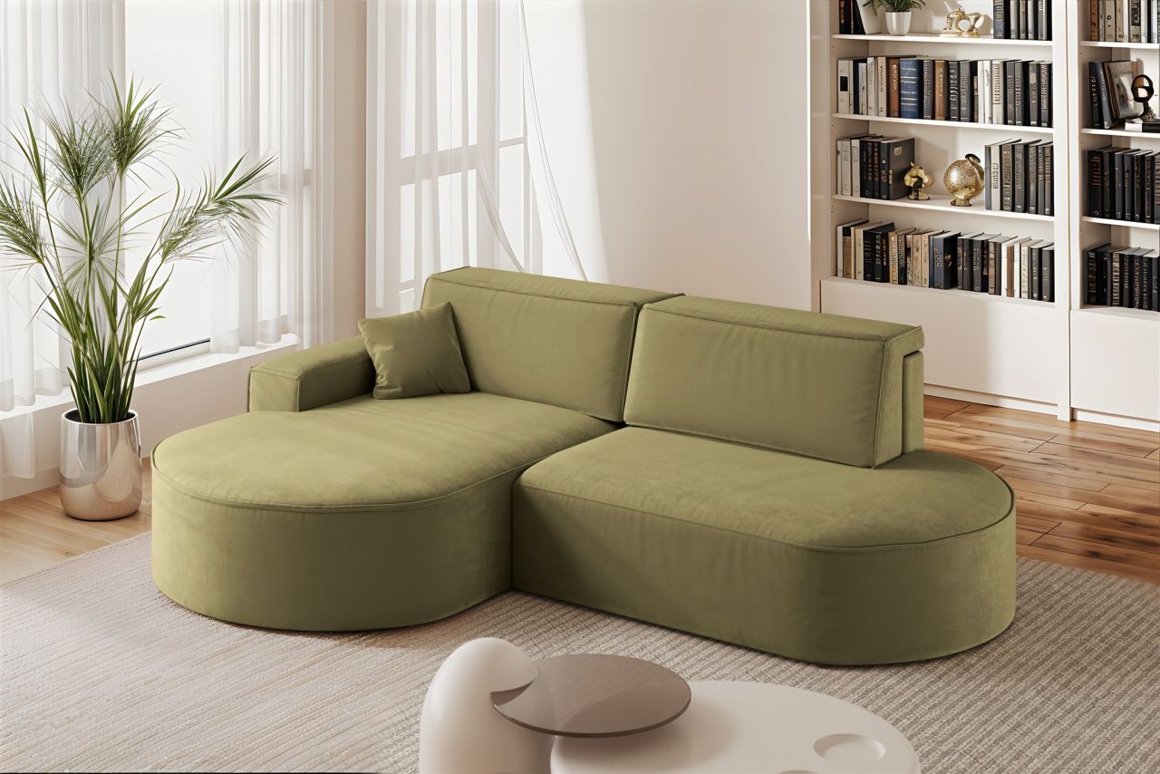 Ecksofa Schlafsofa Sofa VENEDIG Stoff Salvador Olivgrün Ottomane Links