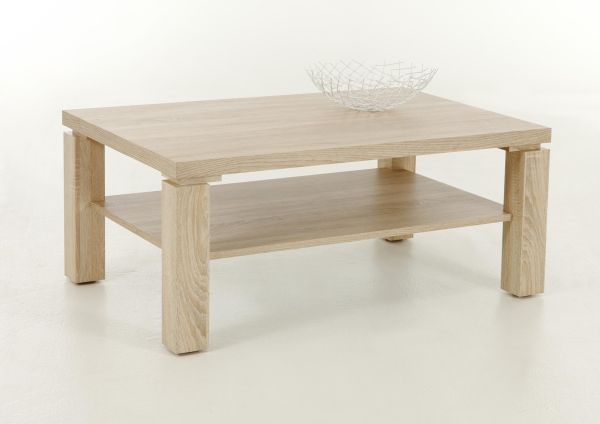 Couchtisch Wohnzimmertisch "Merlin" 104 x 67 cm mit Ablageboden Sonoma Eiche