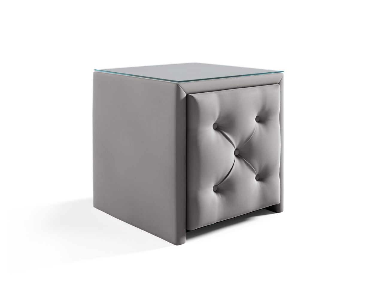 Nachttisch Nachtkonsole ERNESTO 50x50cm in Stoff Elisa Velvet Hellgrau