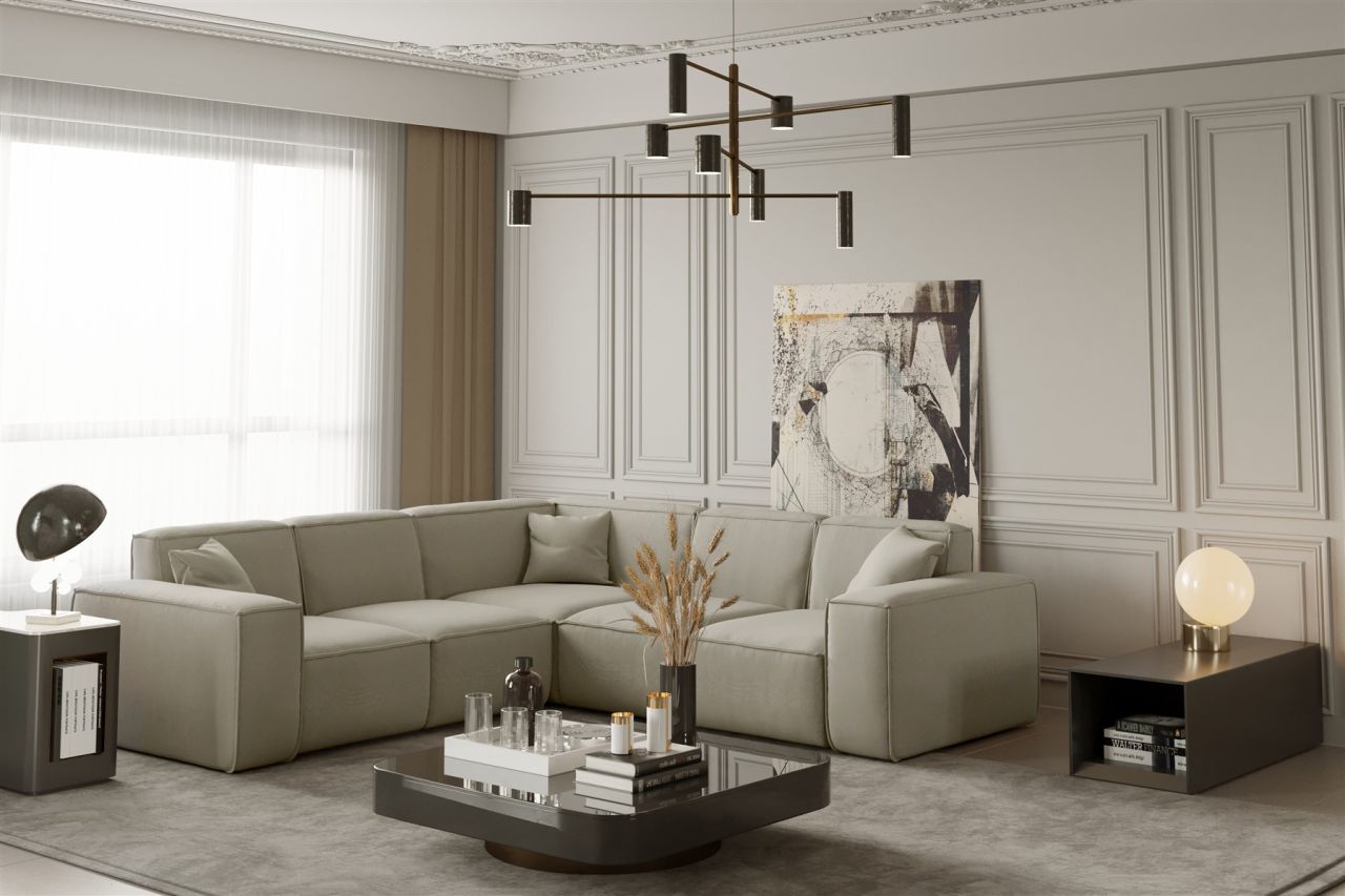 Ecksofa ersofa CELES in Stoff Opera Velvet Creme Seite Universal