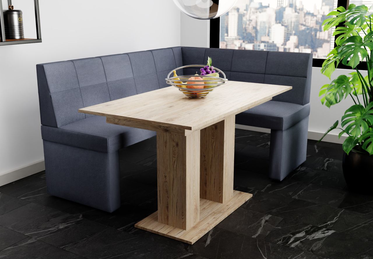 Eckbankgruppe 196x142 cm BLAKE XL L Stoff Soro Dunkelgrau / Esstisch DANTE So...