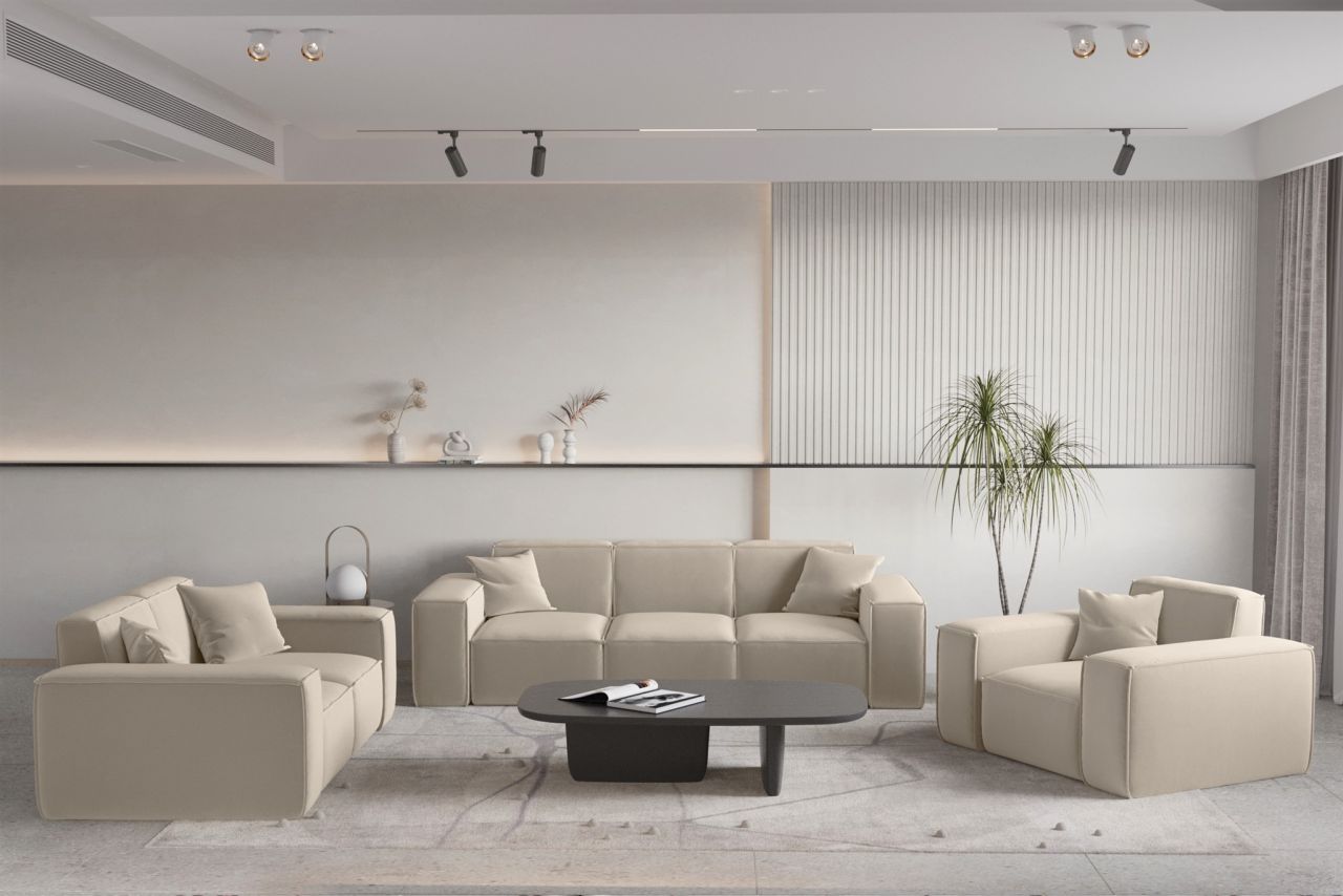 Sofaset ersofa CELES PREMIUM 3-2-1 in Stoff Opera Velvet Beige