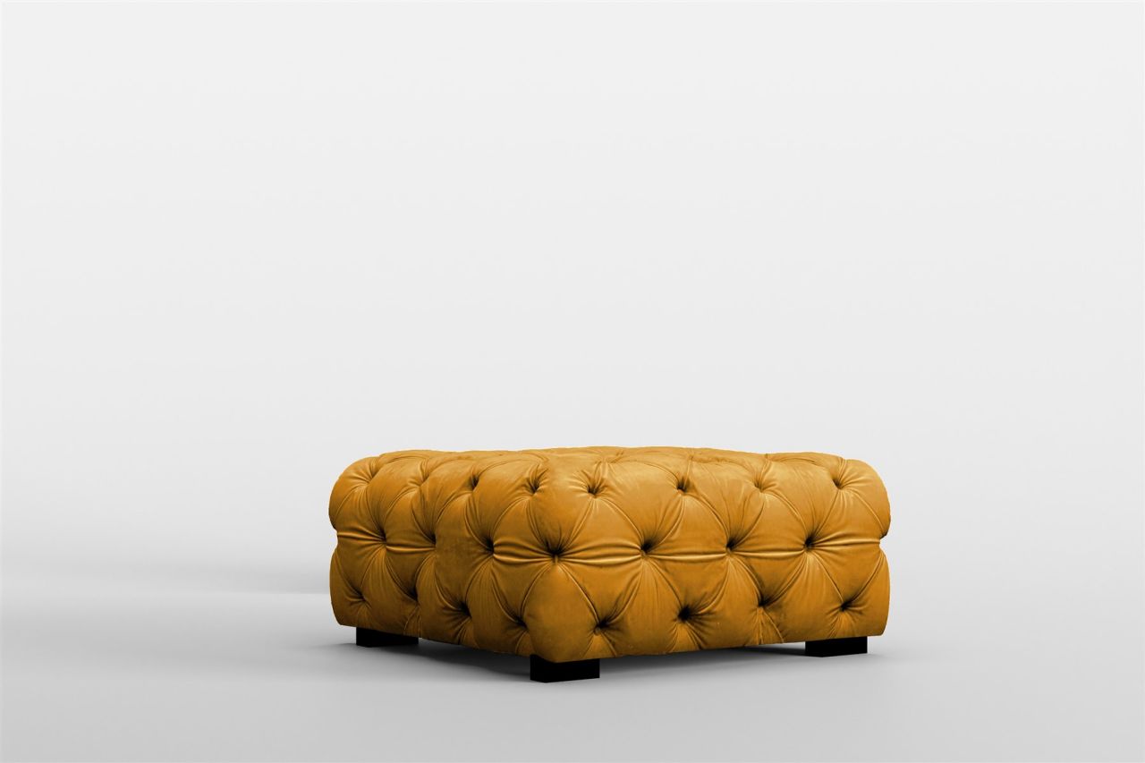 Polsterhocker erhocker Sitzhocker NATALIE in Stoff Riviera Goldgelb