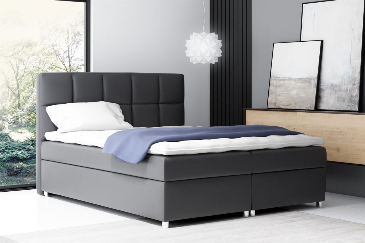 Boxspringbett Schlafzimmerbett CLOE 160x200cm Kunstleder Schwarz