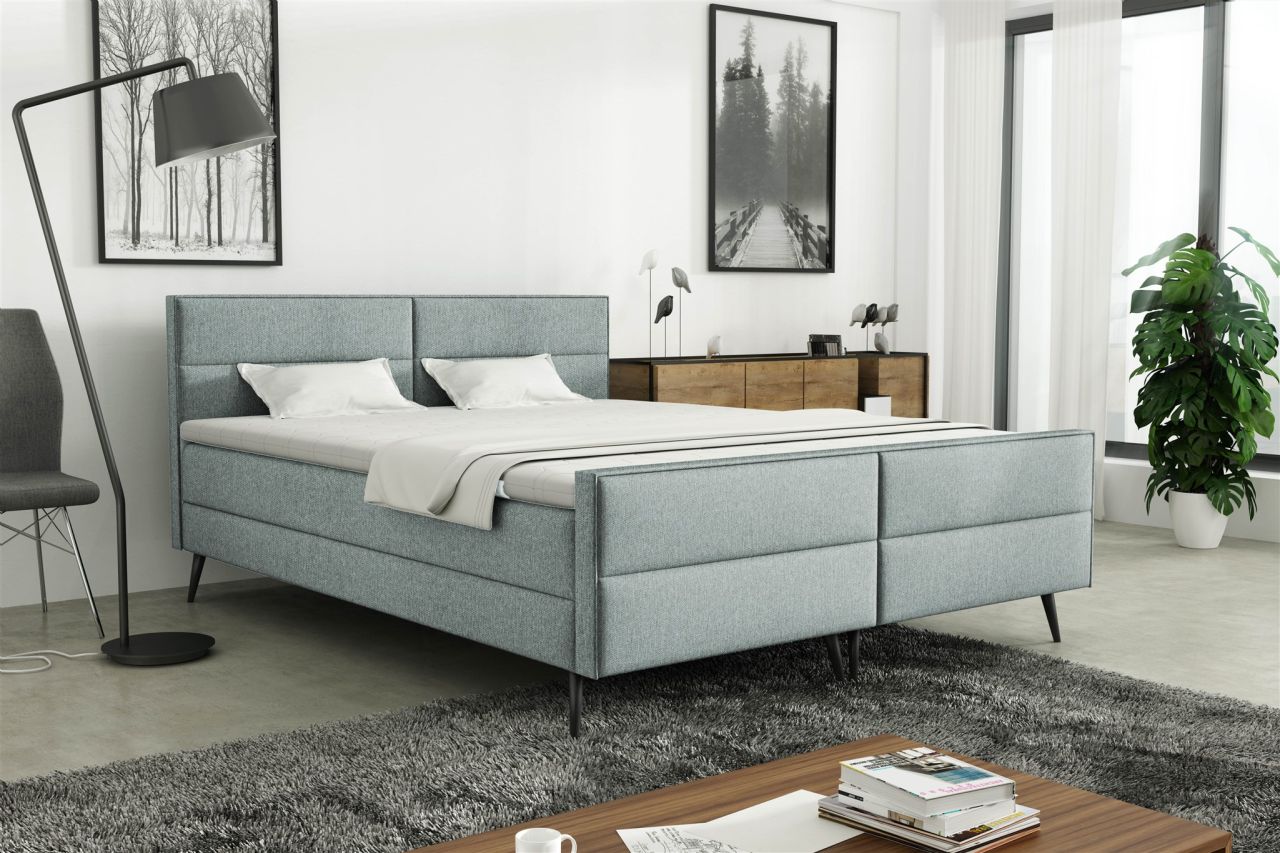 Boxspringbett Schlafzimmerbett GRANADA 160x200cm Stoff Gemma Eisblau