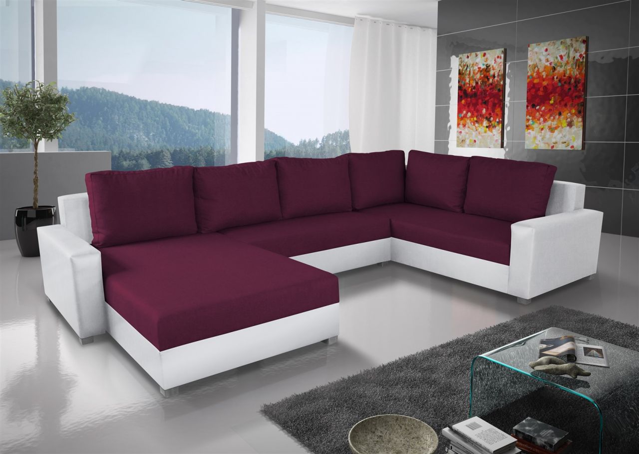 Couchgarnitur GRADO mit Schlaffunktion Otto.. Links Weiss/ Violett