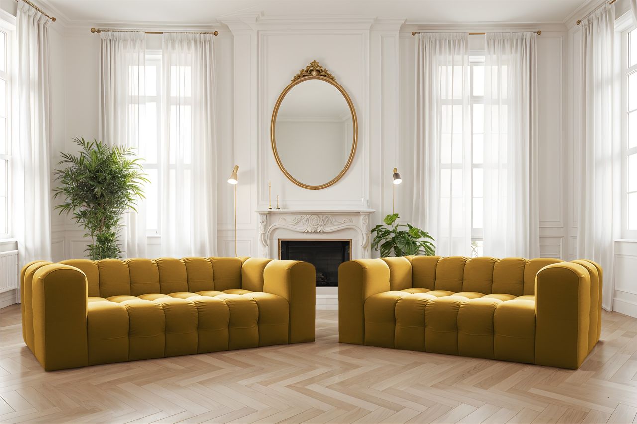 Sofaset ersofa SOLVIE 2-3 in Stoff Tiffani Honiggelb