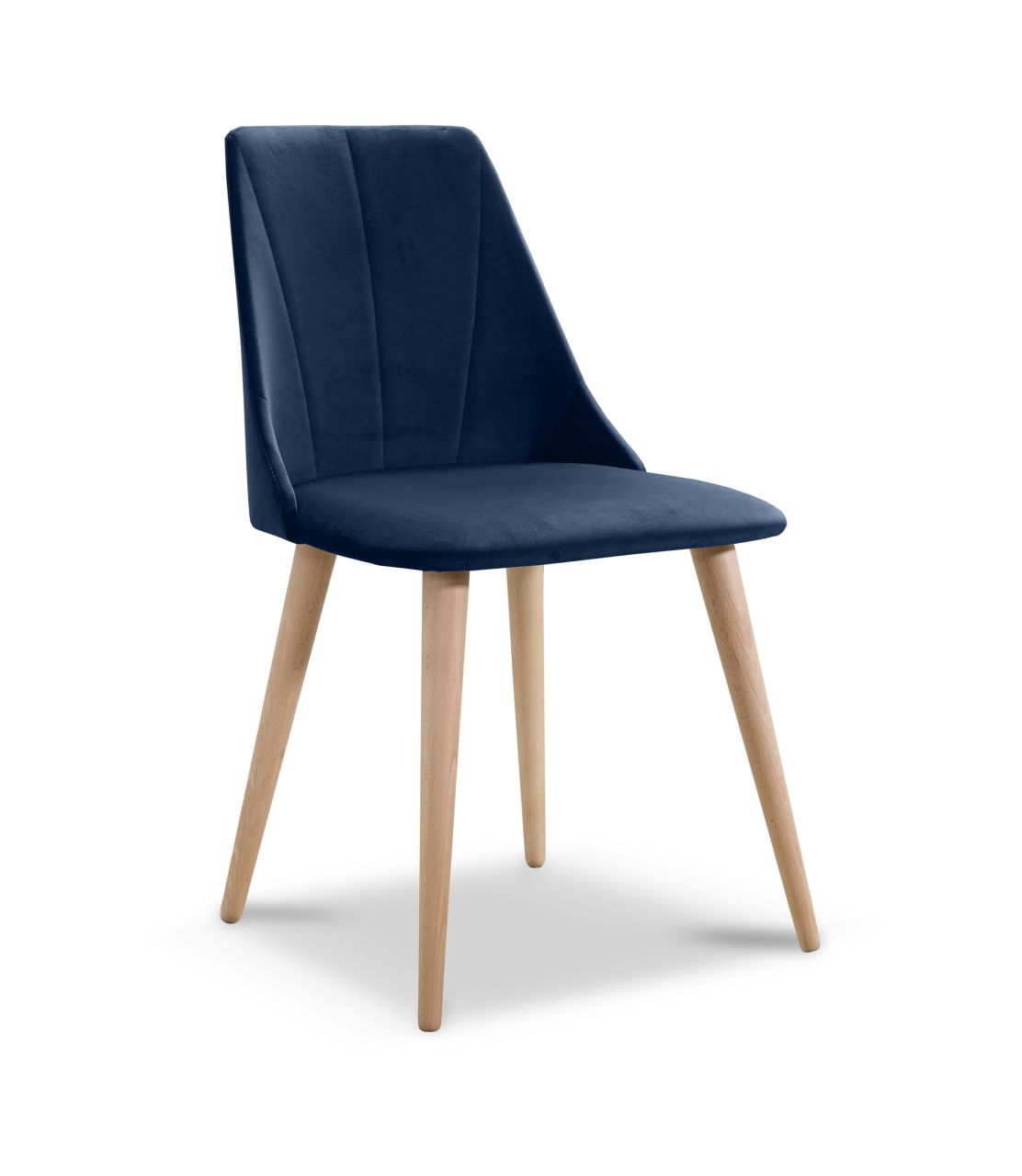 Esszimmerstühle Stuhle 2er Set CAROS Massivholz Buche Stoff Dunkelblau