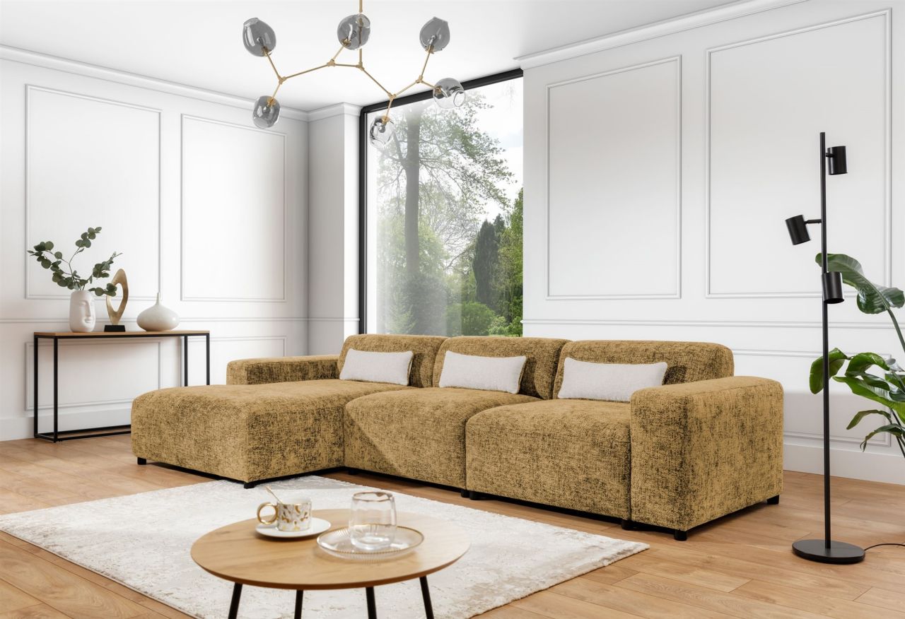 Ecksofa ersofa ROMY MAX in Stoff Enjoy Me Honiggelb Ottomane Links