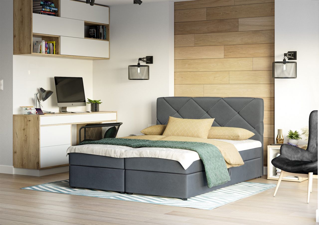 Boxspringbett Schlafzimmerbett MILTON 180x200cm Grau