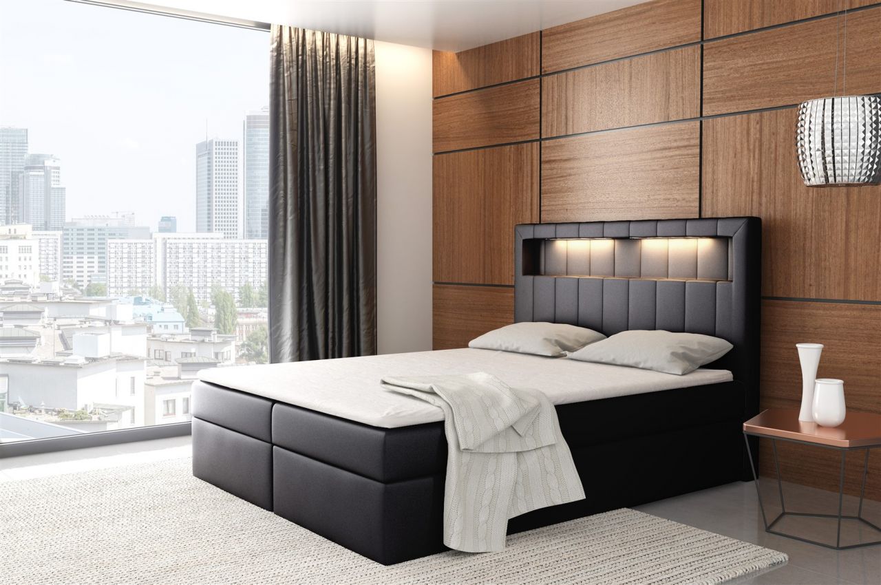 Boxspringbett Schlafzimmerbett STORM 200x200cm inkl.LED