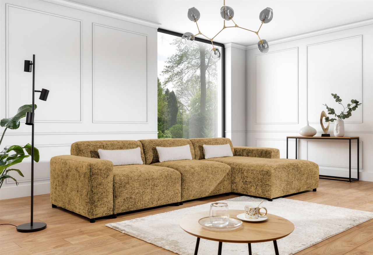 Ecksofa ersofa ROMY MAX in Stoff Enjoy Me Honiggelb Ottomane Rechts