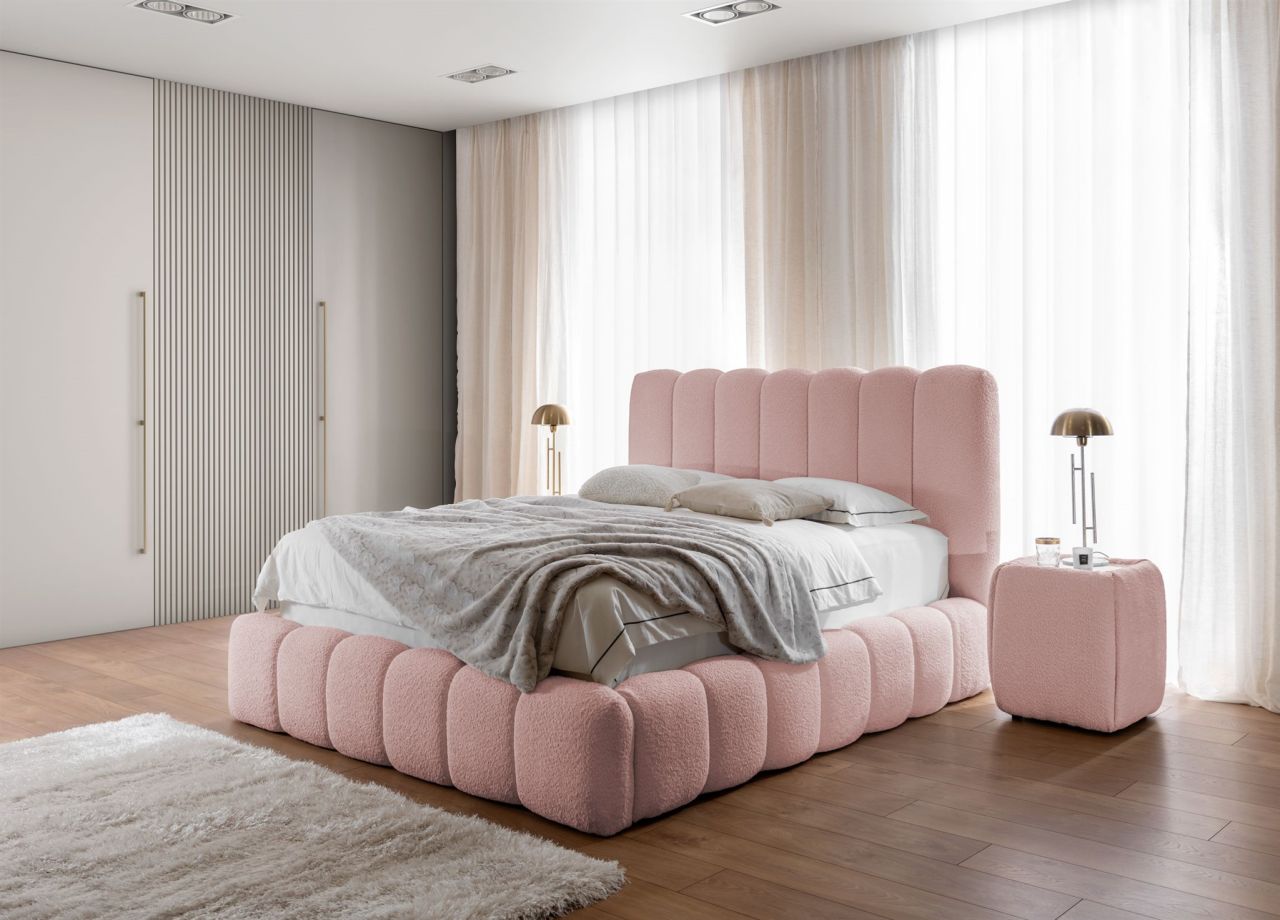 Polsterbett Doppelbett Set.4 CARSON 180x200cm Stoff Catch Me Rosa