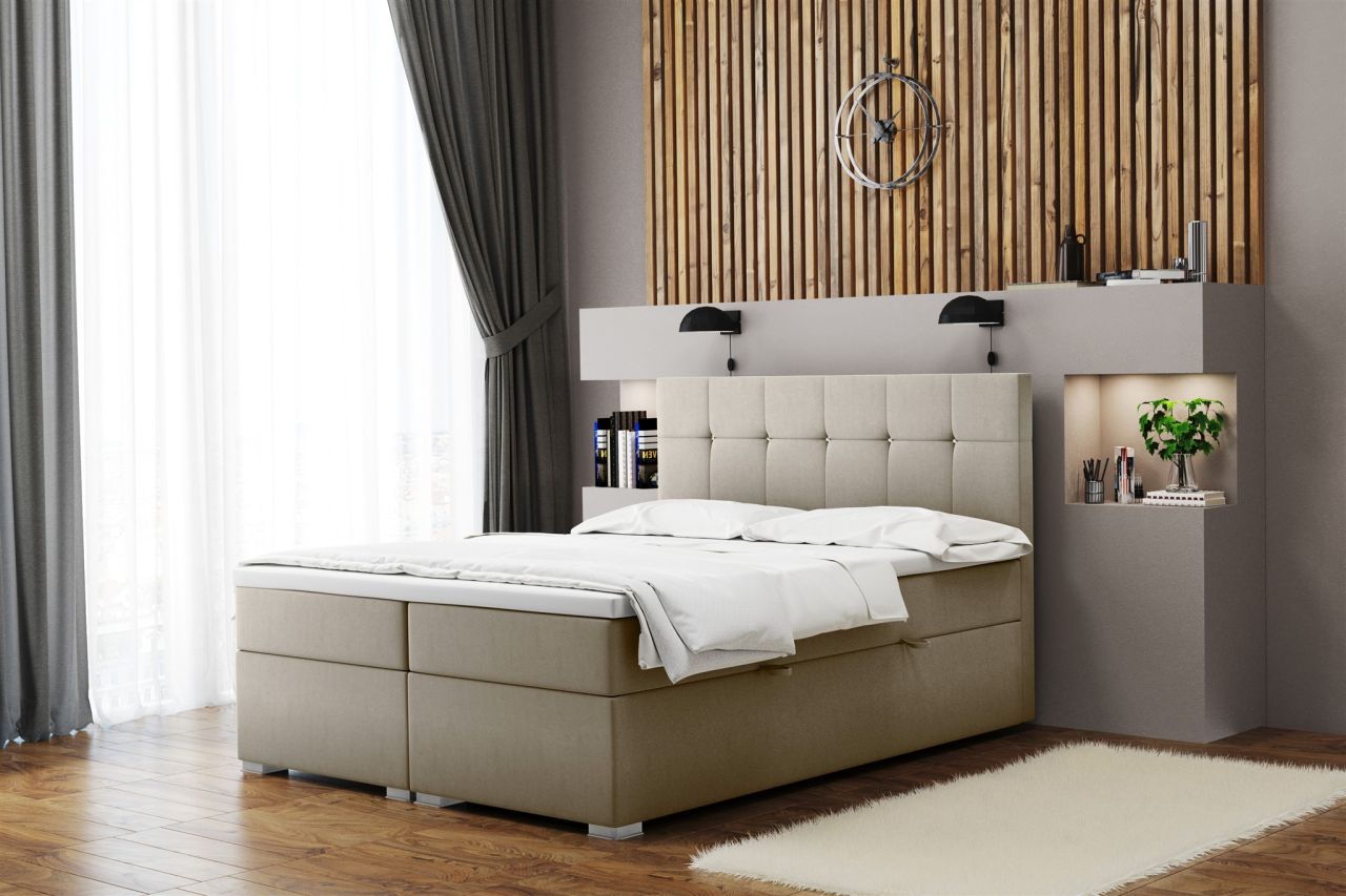 Boxspringbett Schlafzimmerbett ABELT 120x200cm in Stoff Matt Velvet Mud