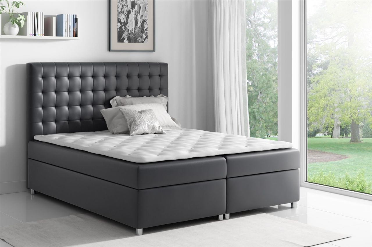 Boxspringbett Schlafzimmerbett CARIN Kunstleder Schwarz 120x200cm